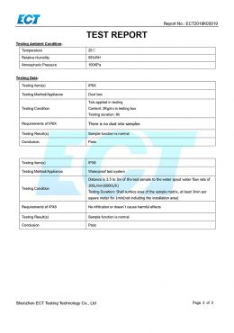 Certifikát TESTOVÁNÍ EK IP66